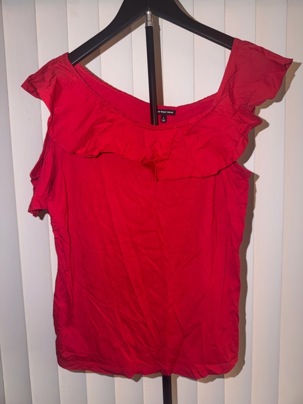No Boundaries Bright Red Ruffle Neck Tank Top